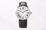 Cartier ronde louis cartier watch Imported Quartz Movement 36mm for Large 29.5mm for Small Diamond Bezel Watch